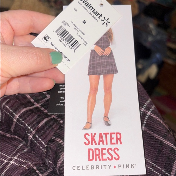 NWT Celebrity Pink Women's Plaid Sleeveless Pleated Skater Mini Dress, Medium - Picture 6 of 6